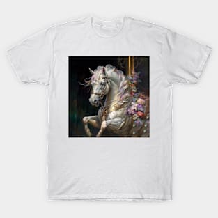 Carousel Horse White with Flowers T-Shirt T-Shirt